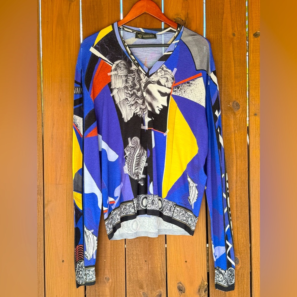 VERSACE WOOL V NECK SWEATER 52